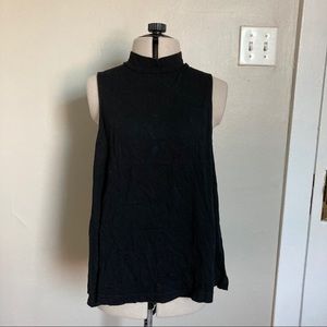 Splendid Black Mock Turtleneck Tank Tee